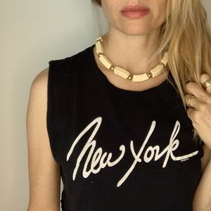 Vintage 70s 80s Ivory Gold Choker Napier Statement Necklace